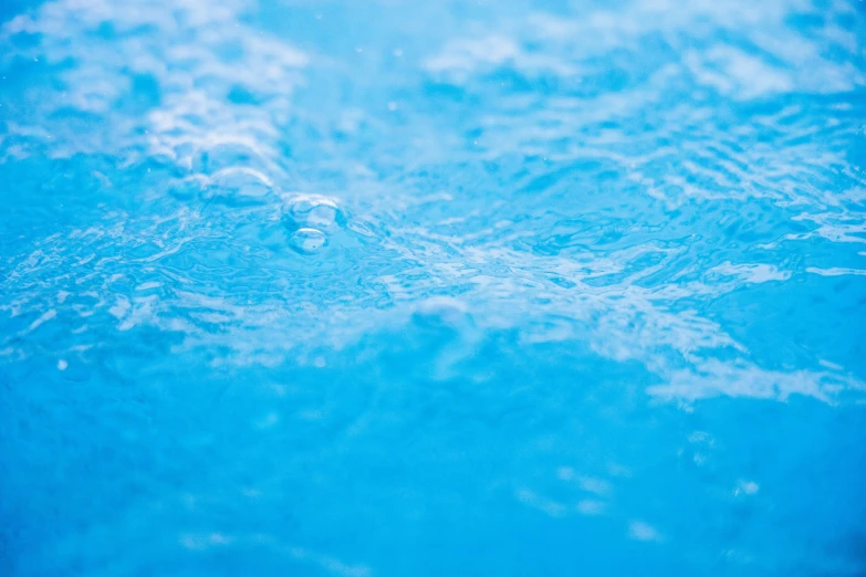 a bird flies low above a swimming pool