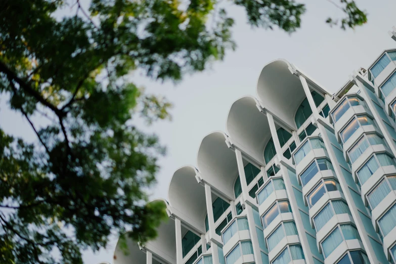 modern architectural structure in the sun shining in front