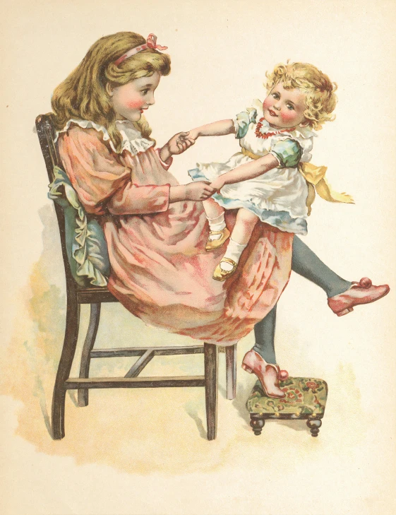 this is an illustration of an antique mother and her child