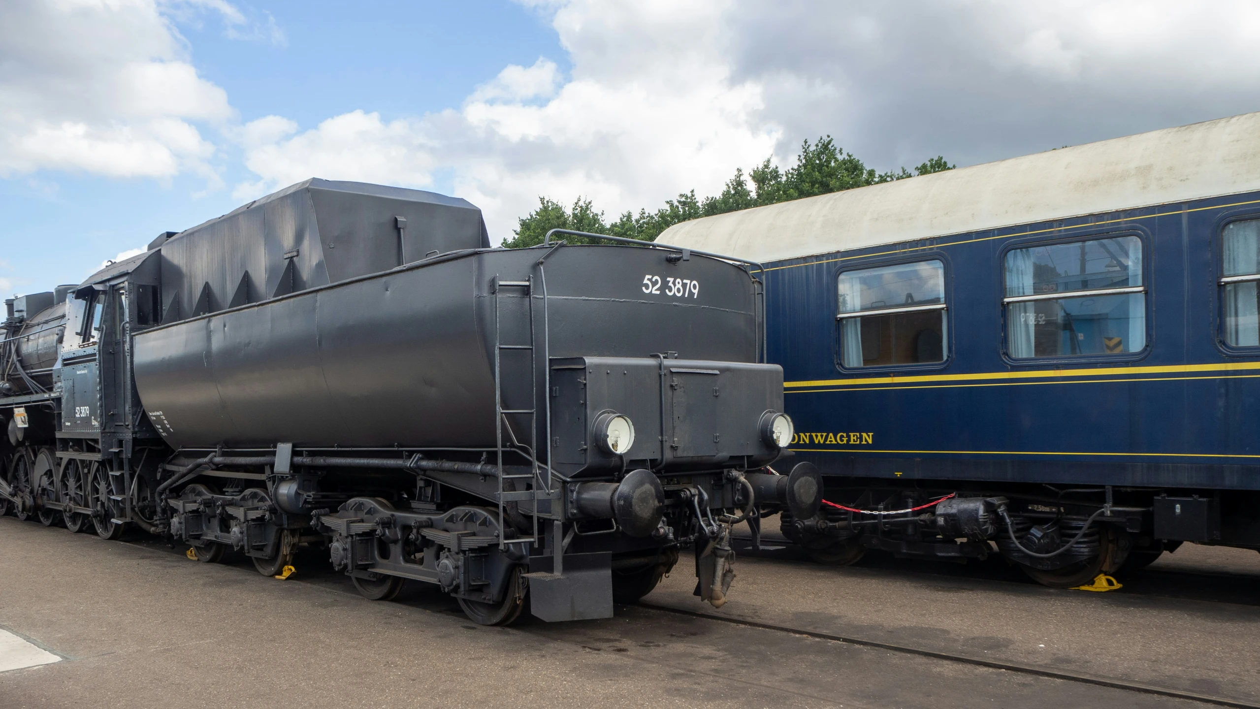 a large train sitting on top of tracks