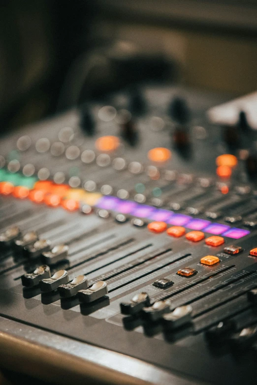 sound board and other mixing equipment in a recording studio