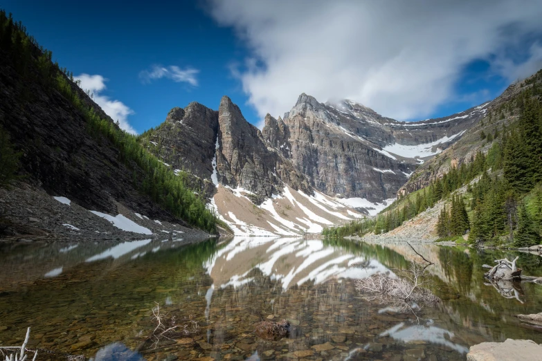 a po of a rocky mountain lake with clear water