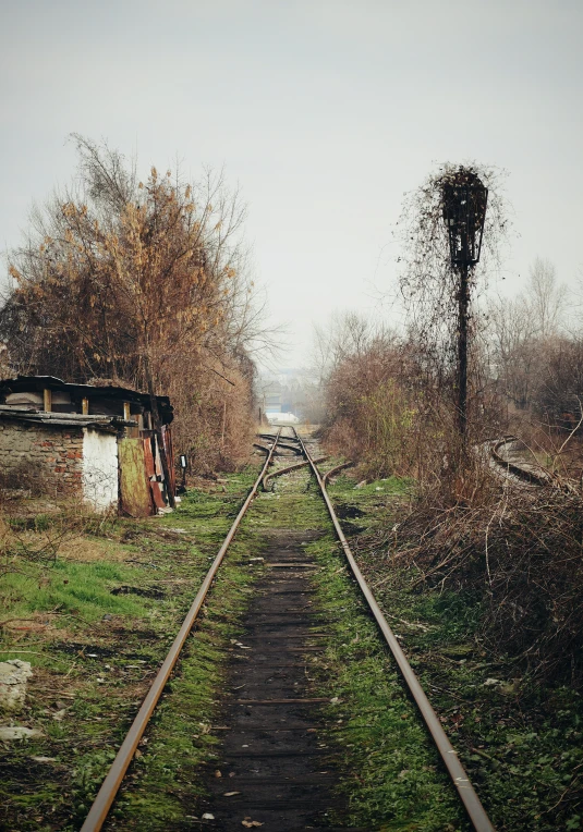 a po from the train tracks leading to a water tower