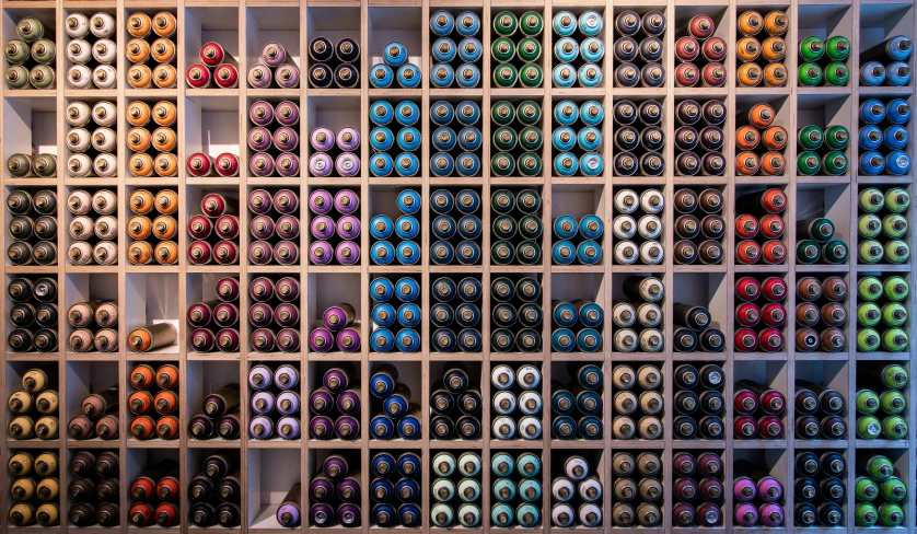 a wall filled with various types of doughnuts