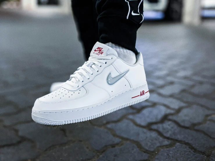 the nike air force is white and red