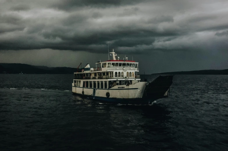 a large boat in the middle of the ocean