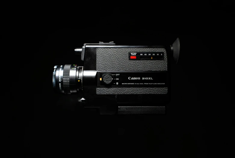 a camera on a black background with a black back ground