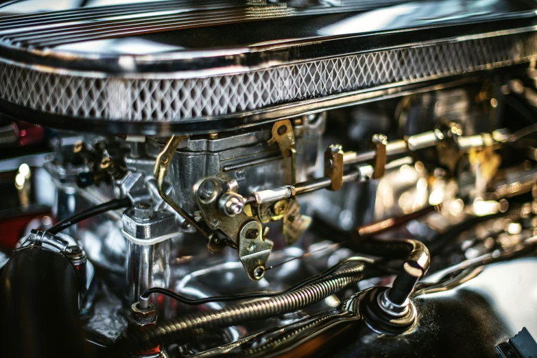 the engine of an older model car
