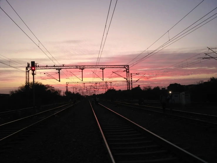 train track and sky in the dusk or sunrise