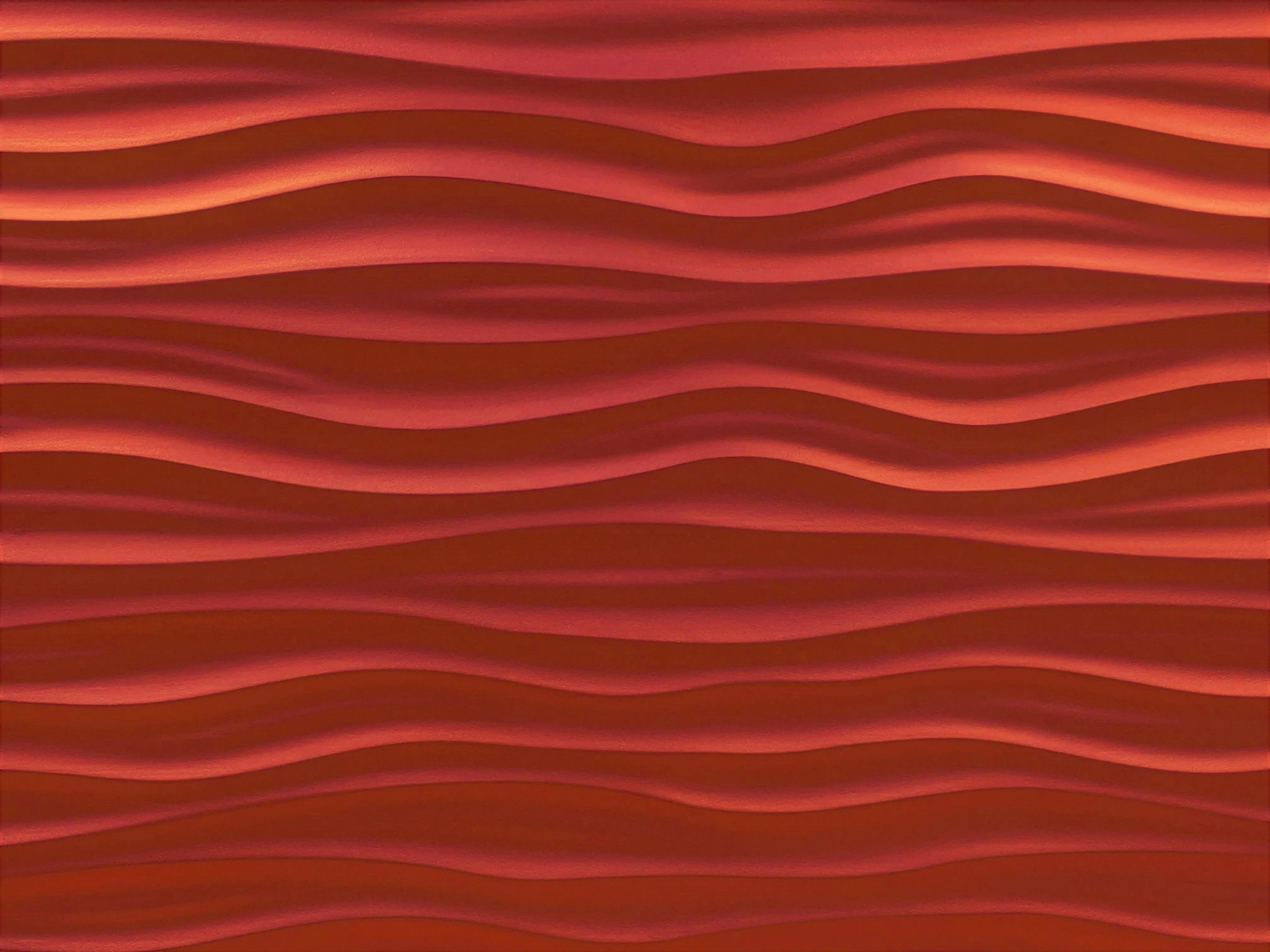 a painting of wavy lines over a red background