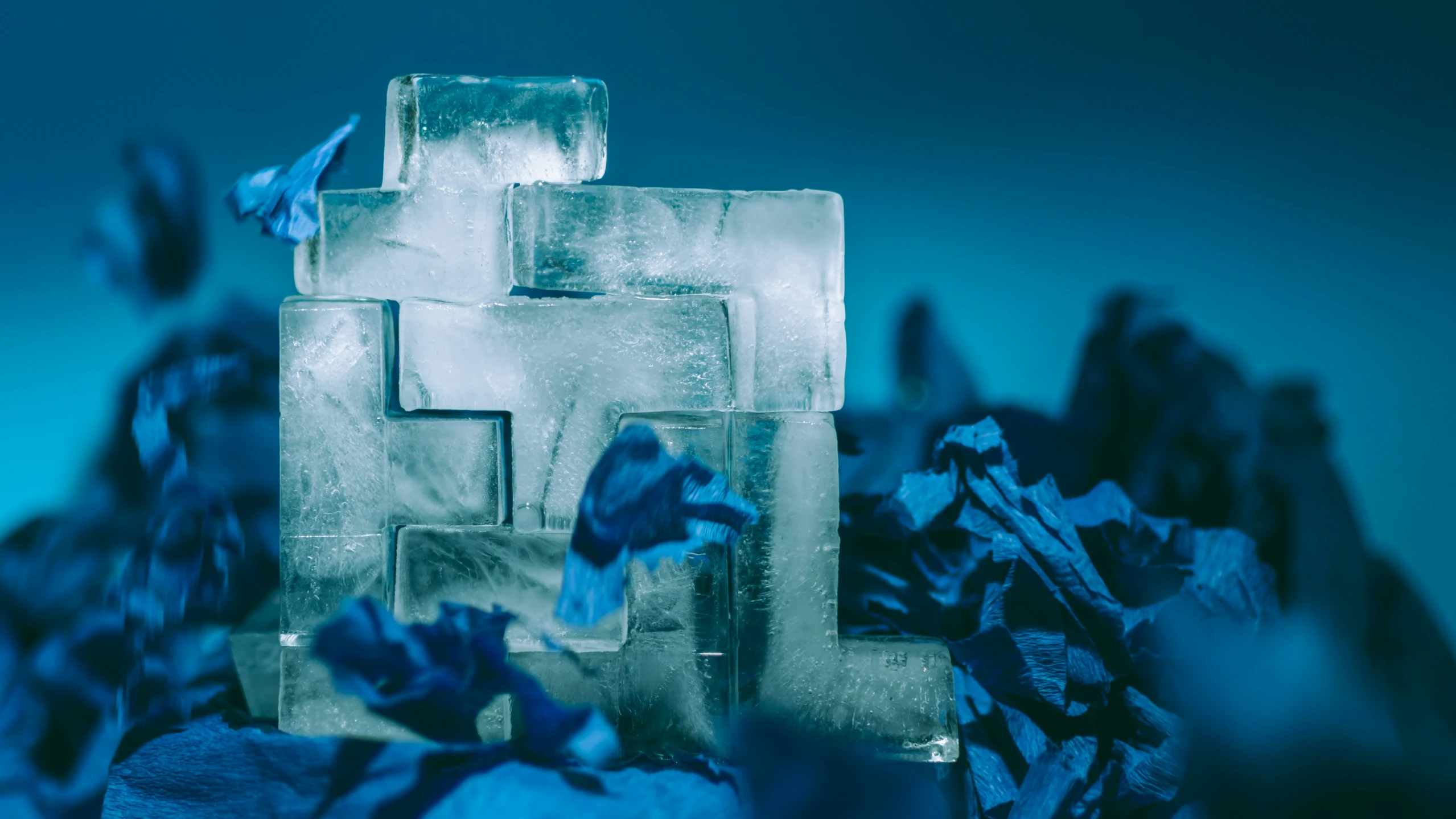 ice cubes that have been broken into pieces