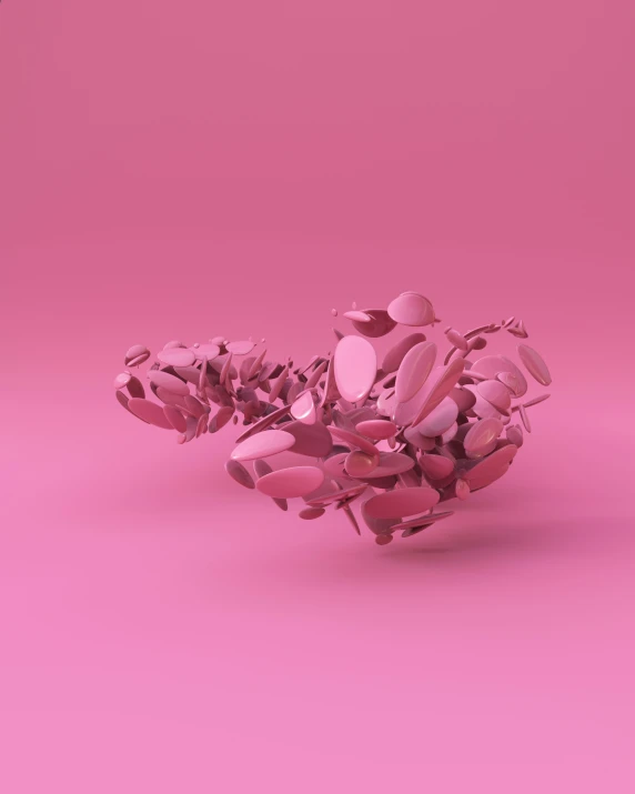 a bunch of objects that are on a pink surface