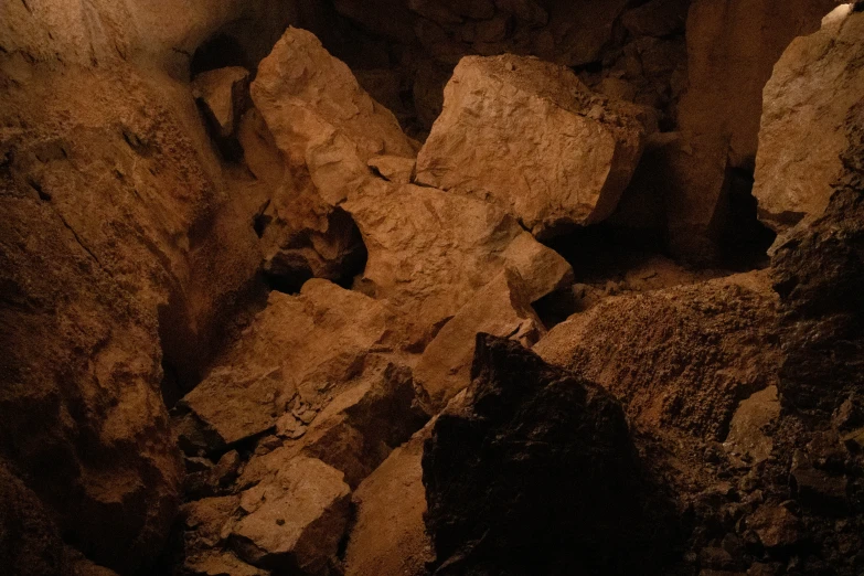 close up view of rocks and a cat