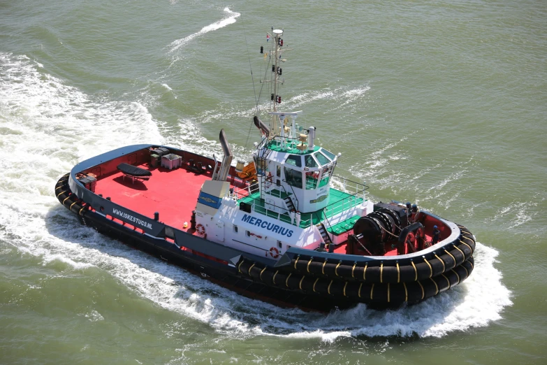 an overhead s of a ship on a body of water