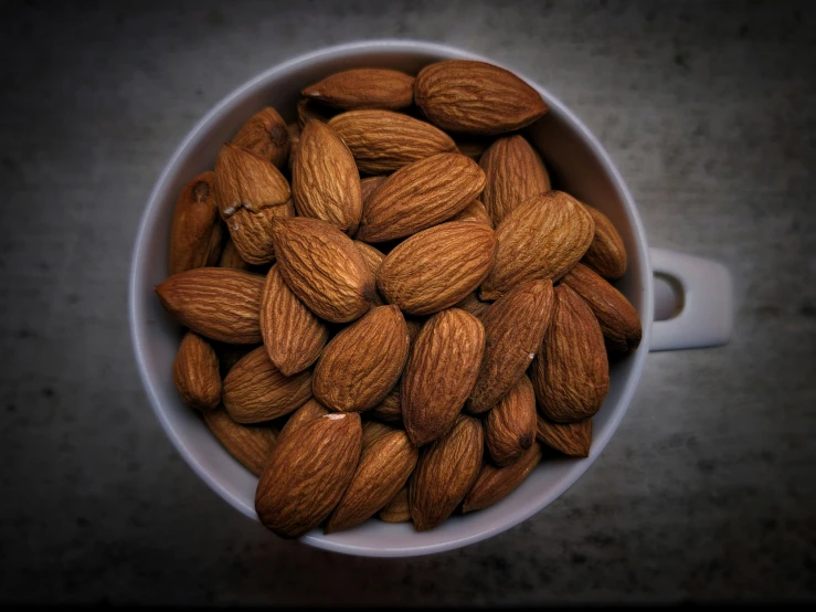 an almond bowl is full of almonds