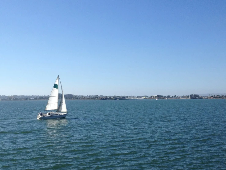 a sail boat sailing on a large body of water