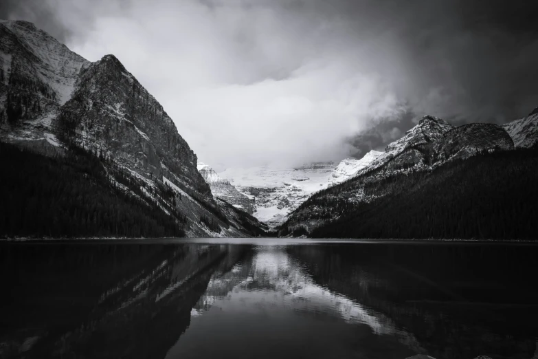 a black and white po of some mountains