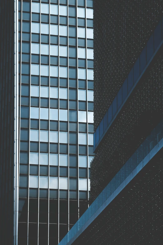 a modern building is shown against the window