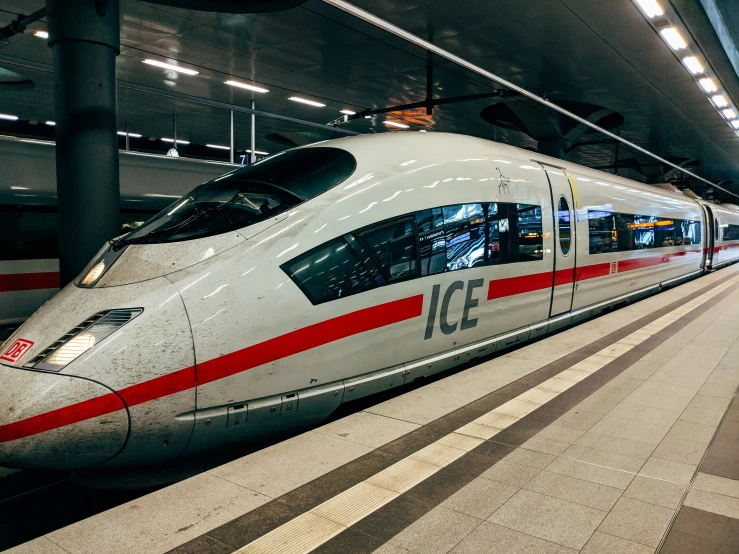 an ice train pulling into the train station