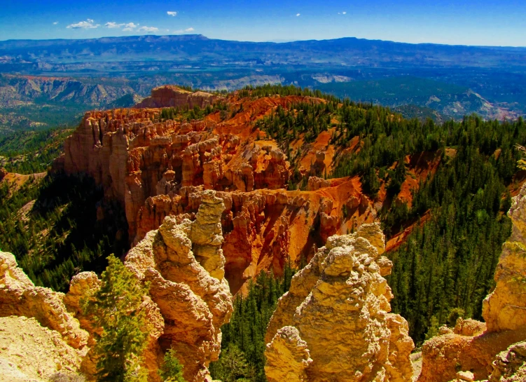 the top view of a large canyon in the mountains