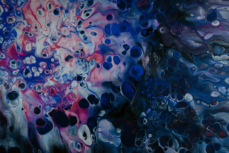 a painting that has blue and pink colors
