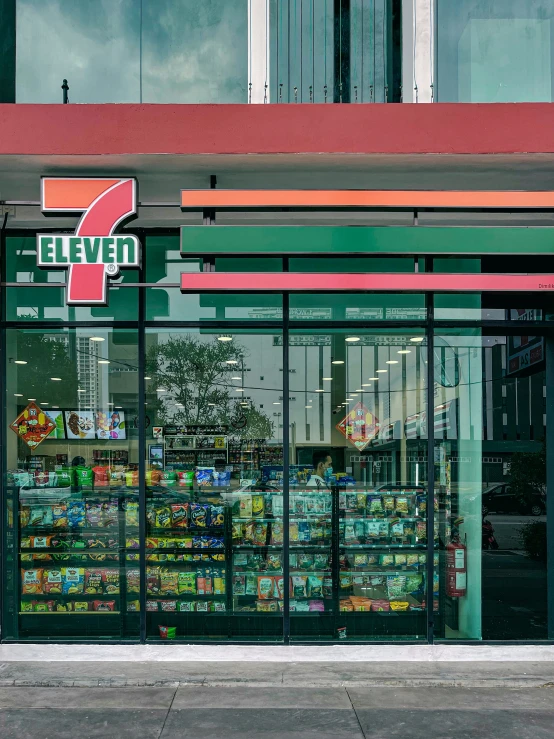 a street scene with focus on the window and the storefront