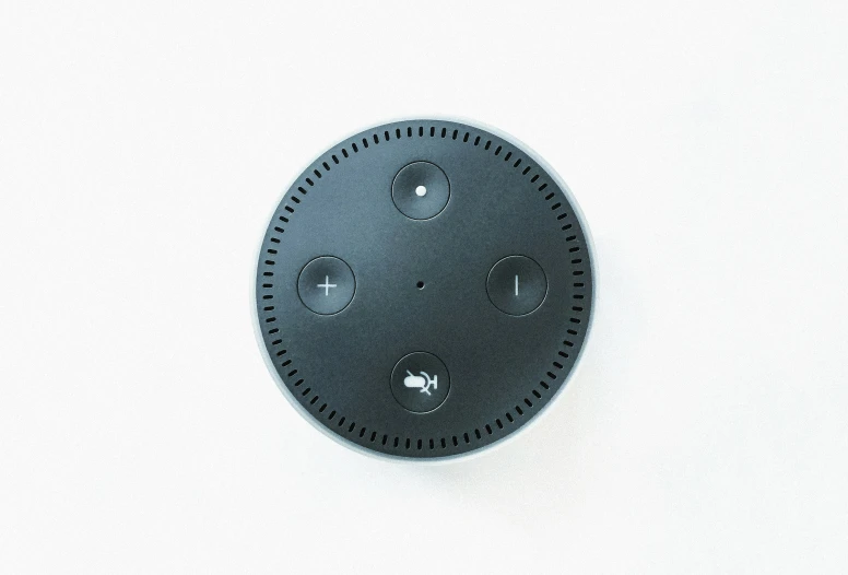 a black speaker on a white background
