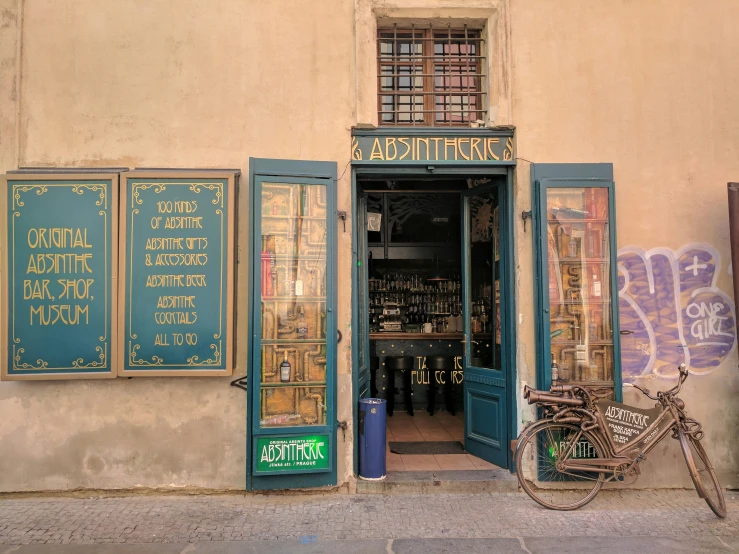 an image of a storefront with the front door open