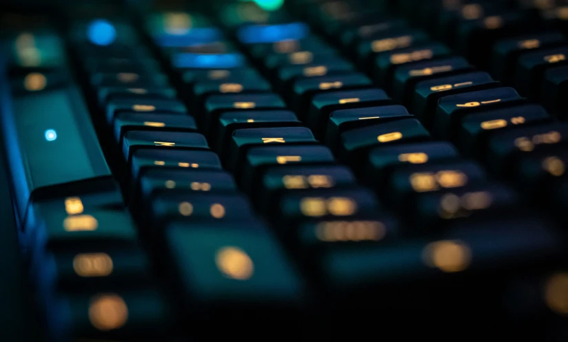 this is a closeup view of an illuminated keyboard