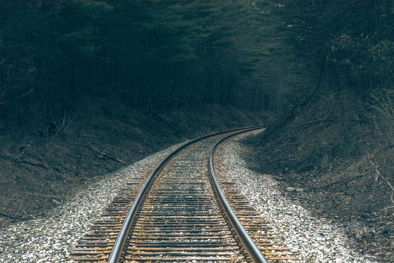 a view looking up a very long train track