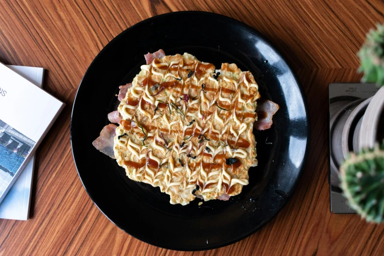 waffles are made to look like a piece of bacon