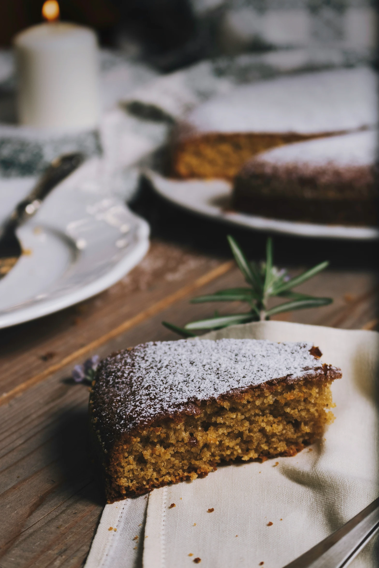 a piece of cake on top of a white plate