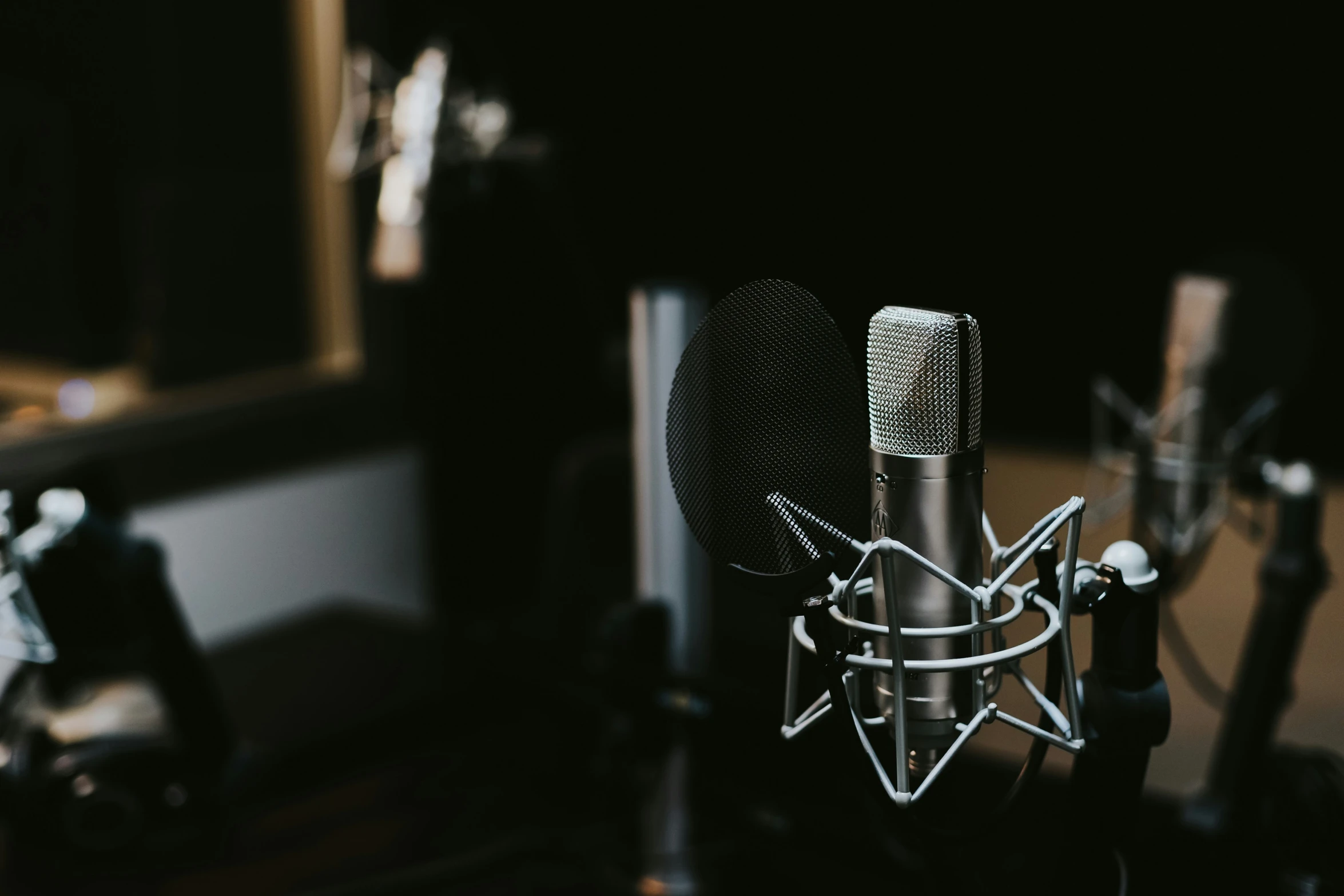 a microphone and some other equipment in a room