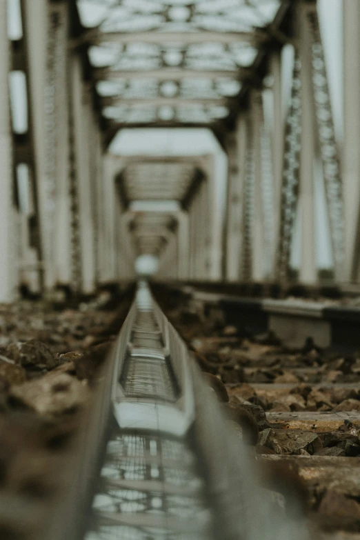 the underside of a bridge that is falling down