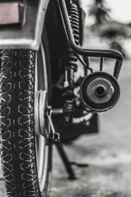 the front tire on a motorcycle with no wheel is shown