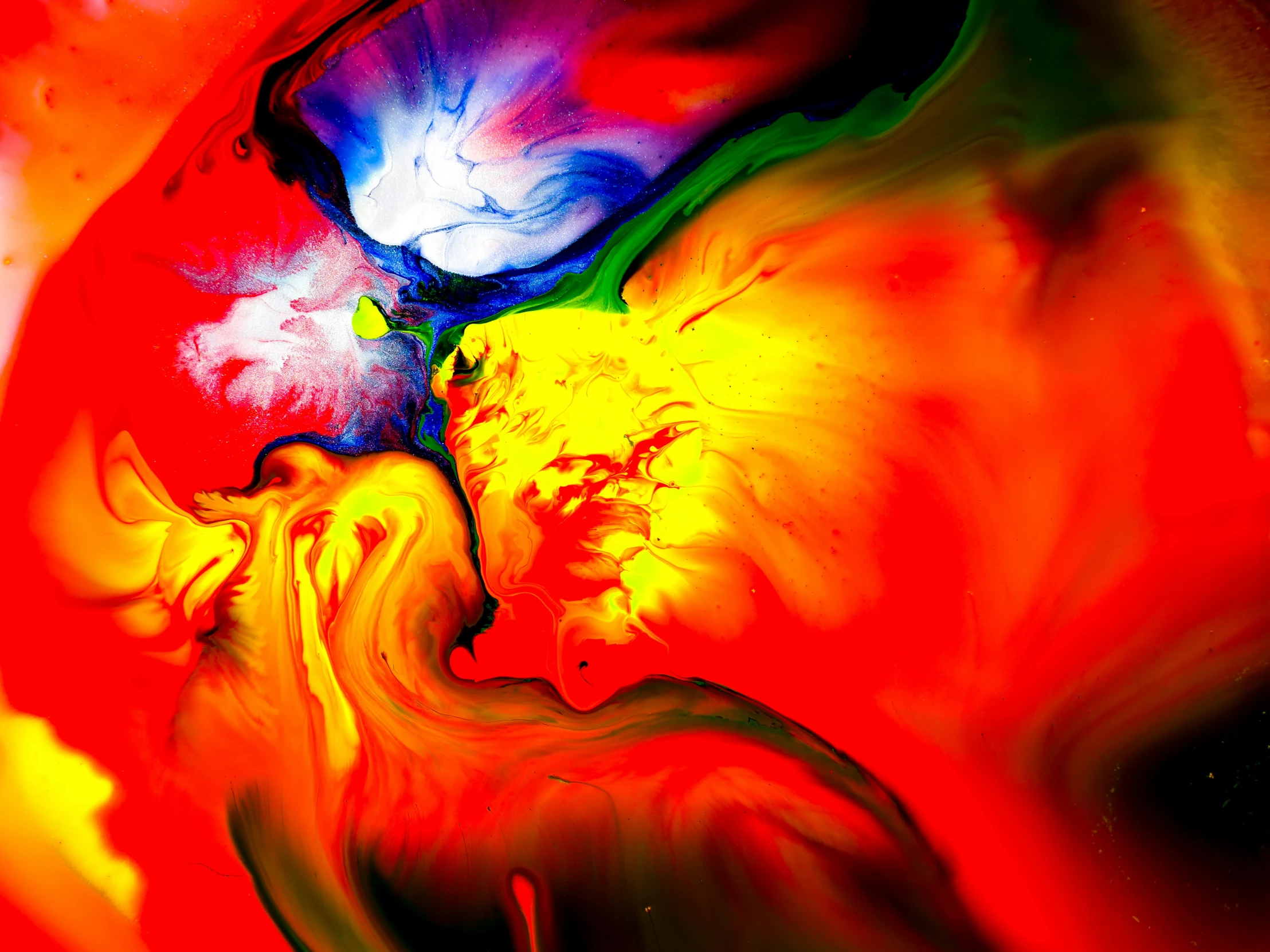 an abstract painting of red and yellow colors