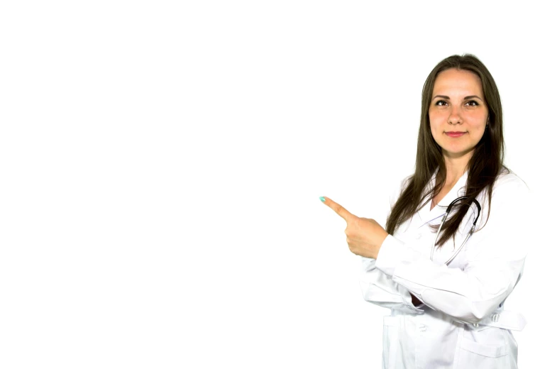a girl is pointing at soing while wearing a robe