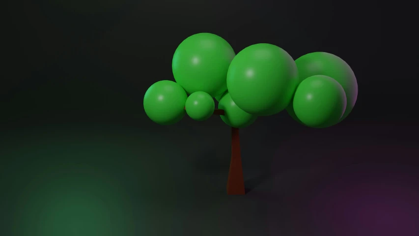 this is a stylized image of a tree with green balloons