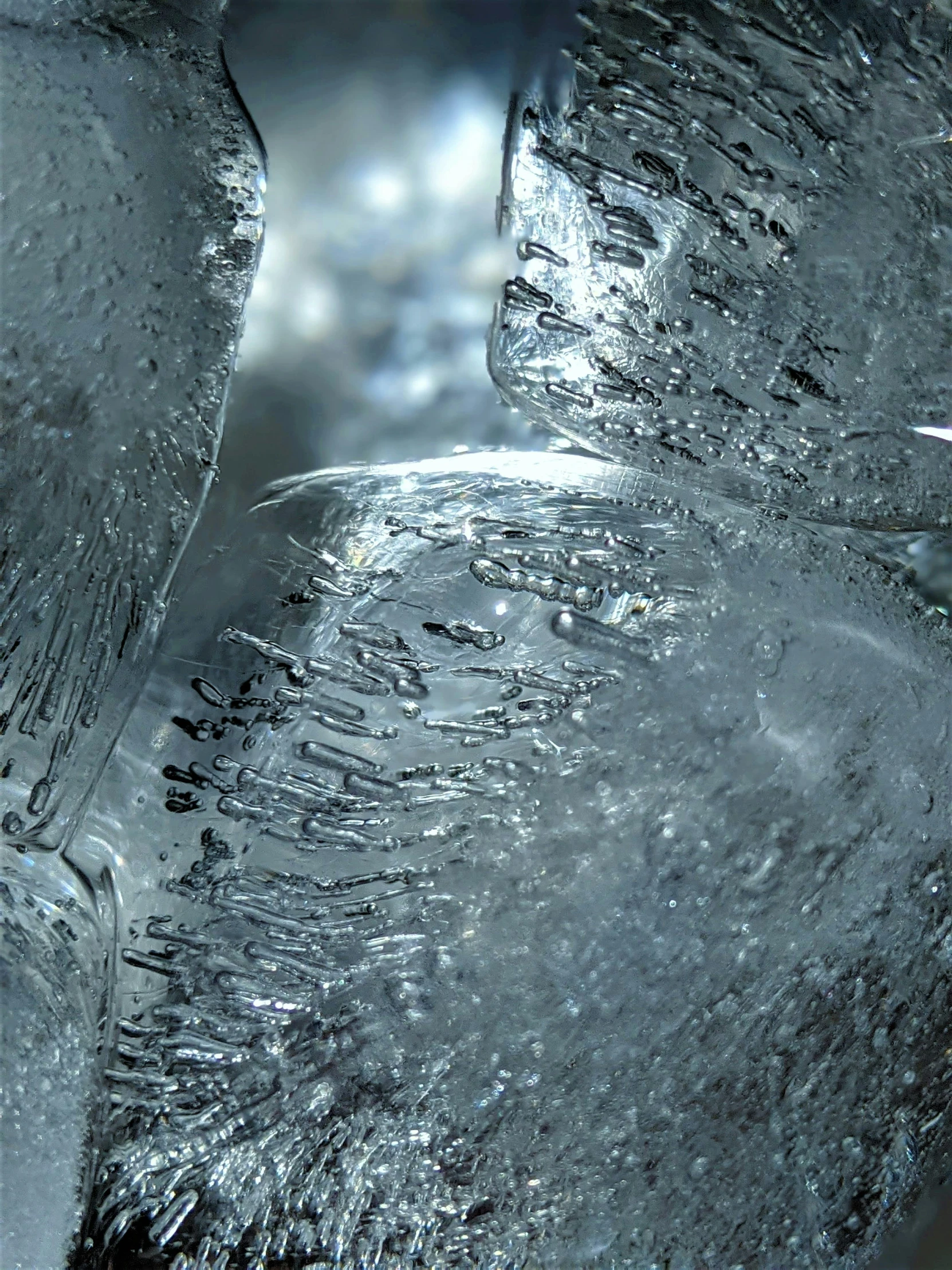 ice is formed onto a smooth surface and looks like it could be blown