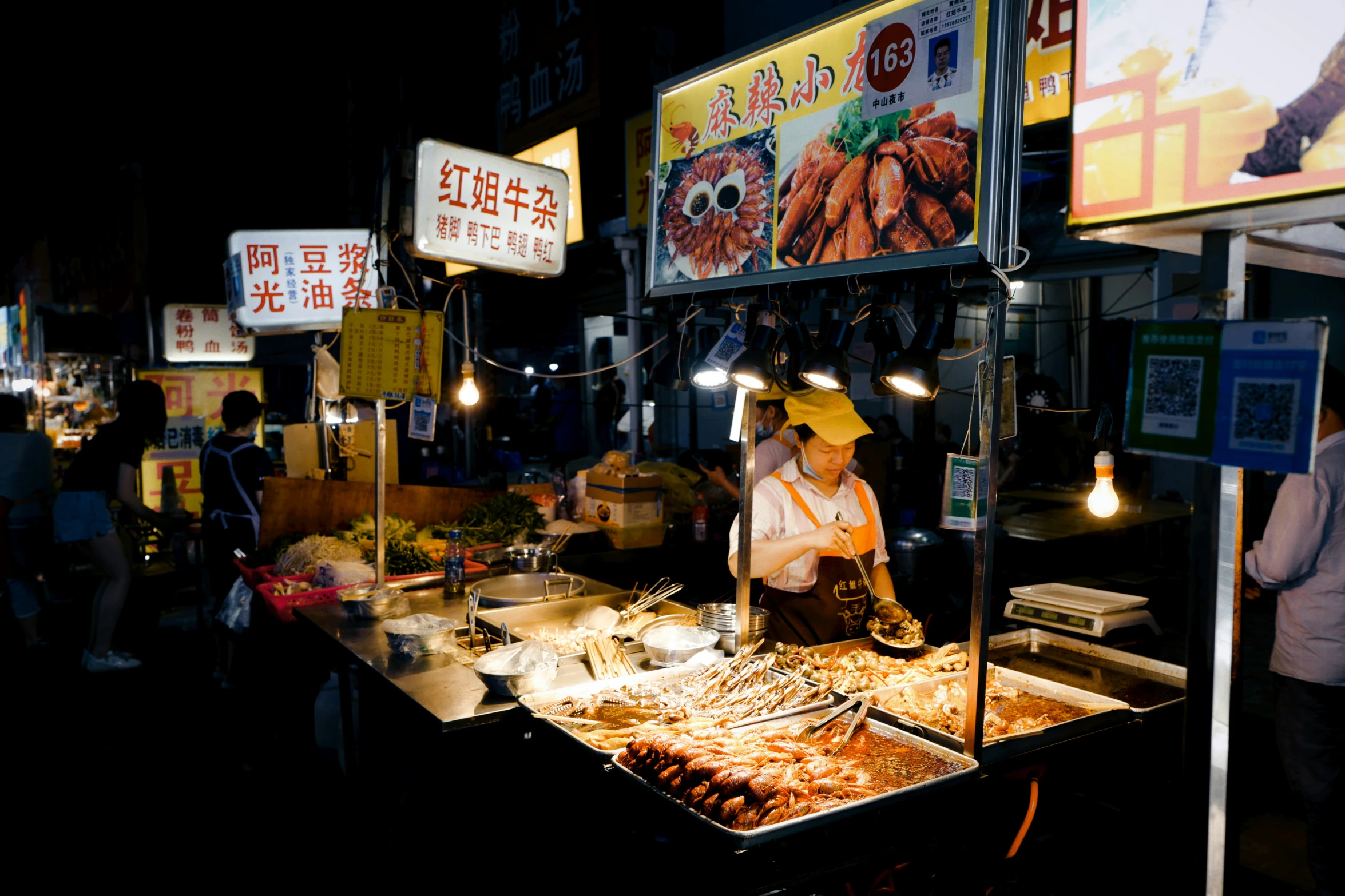 a food stand with lots of food on it