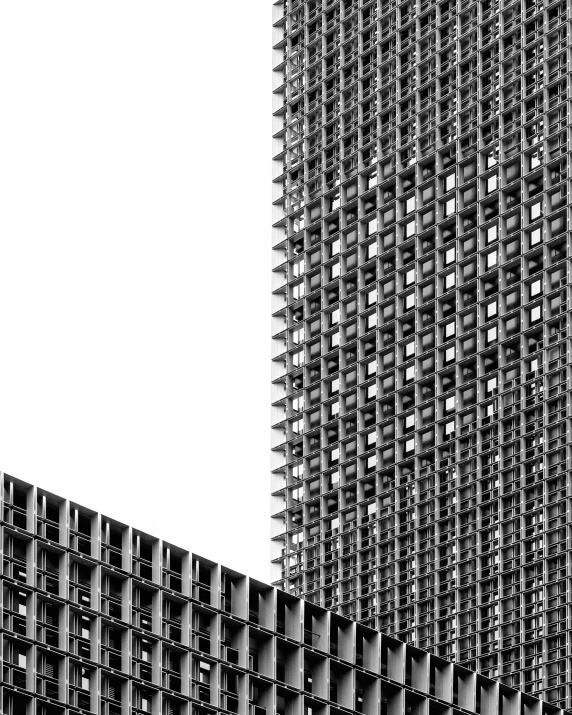 a tall building that is covered in many different black and white squares