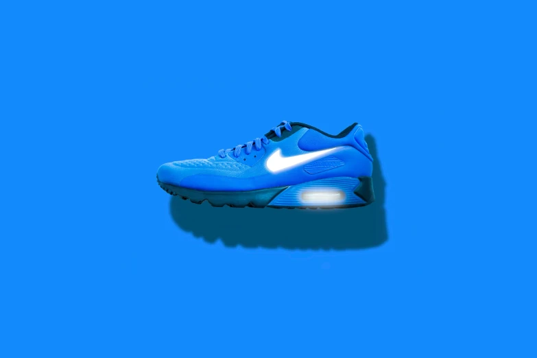 a sneaker on a blue background