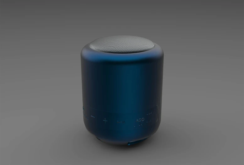 a blue colored radio speaker is on display