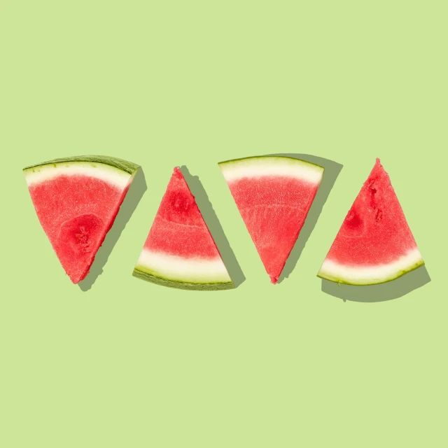 three slices of watermelon, two in the same triangle