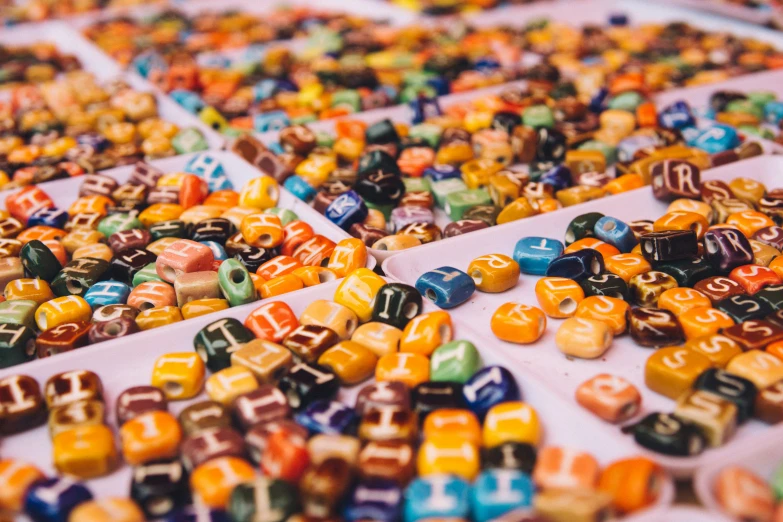 there are many different colors and sizes of beads