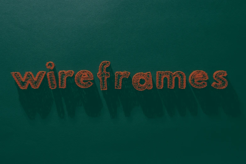 the word wireframes is made up of colored wire