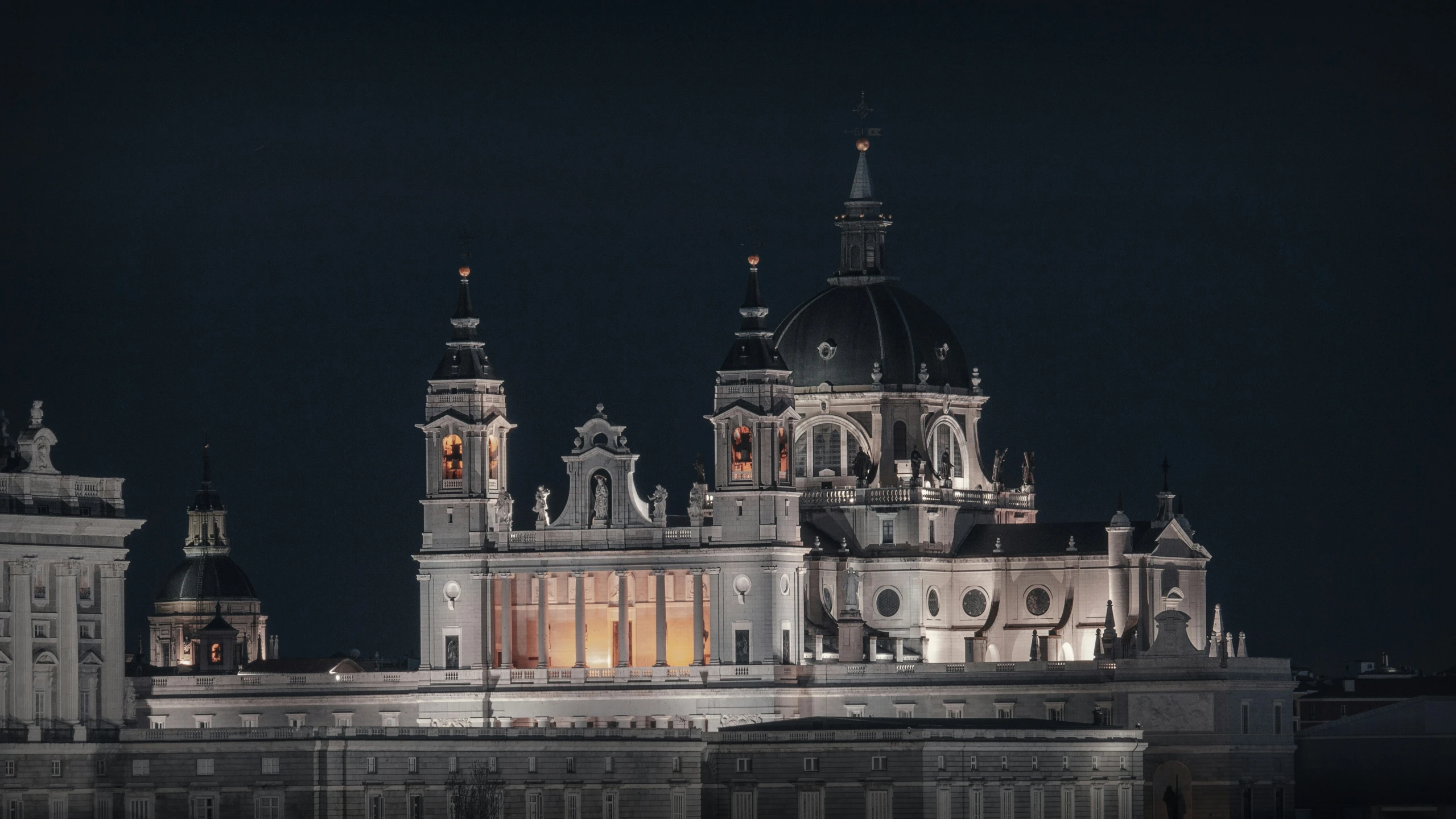 a large castle that is lit up at night