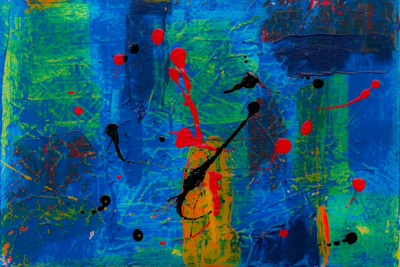 colorful, abstract painting with blue and green colors