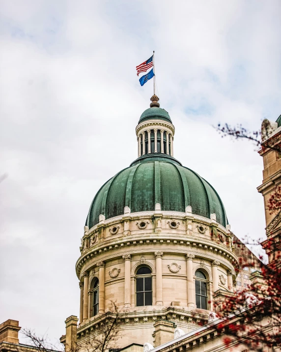 the view of an old building from below the dome