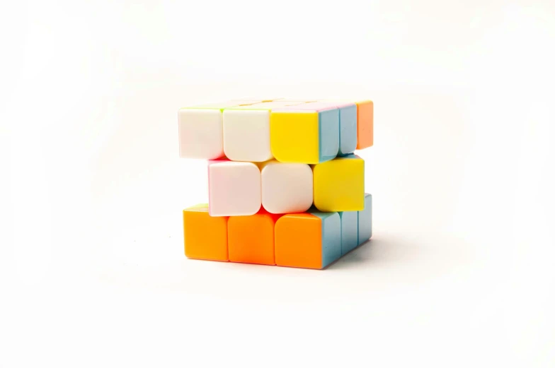 a small block puzzle has colorful pieces